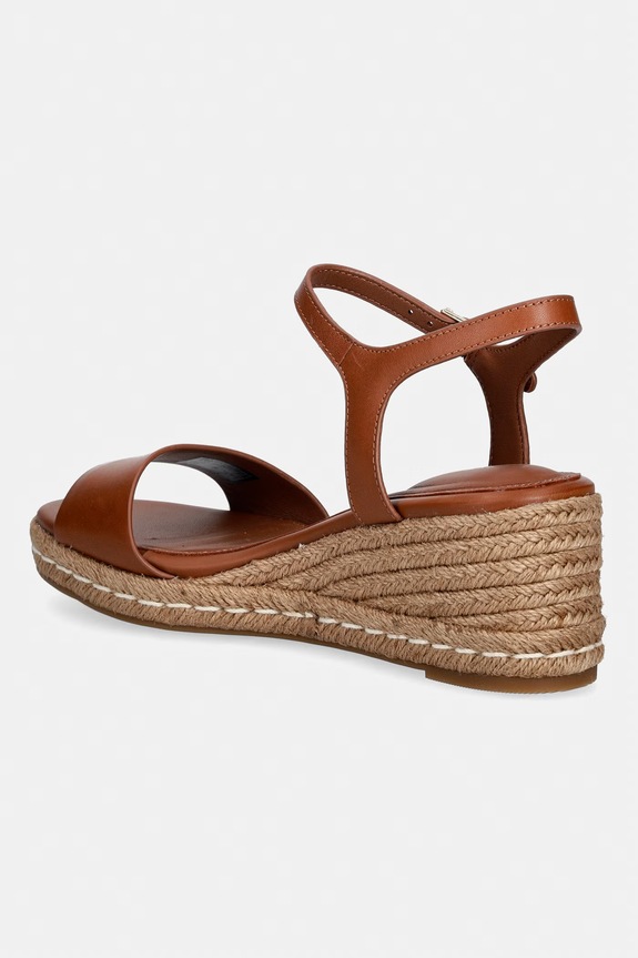 Încălțăminte Tommy Hilfiger sandale wedges din piele MID WEDGE ESPAD LEATHER FW0FW09340 maro