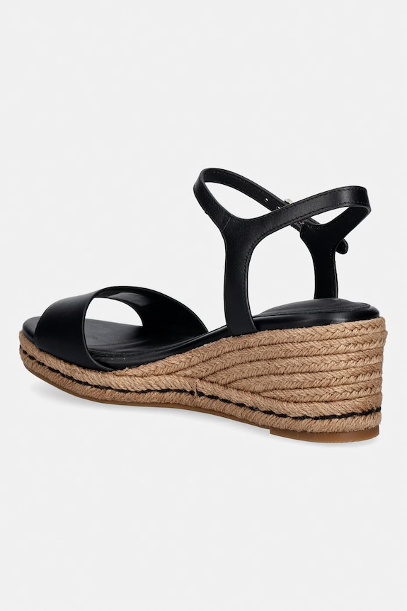 Obuv Tommy Hilfiger sandále na platforme po celej dĺžke kožené MID WEDGE ESPAD LEATHER FW0FW09340 čierna