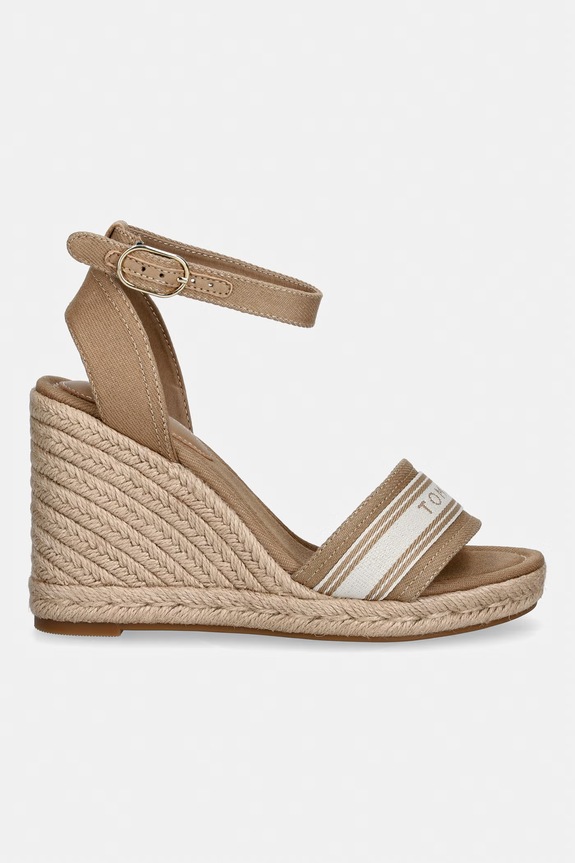 Tommy Hilfiger σανδάλια σε σφήνα HIGH WEDGE ESPAD WEBBING FW0FW09342 μπεζ SS26