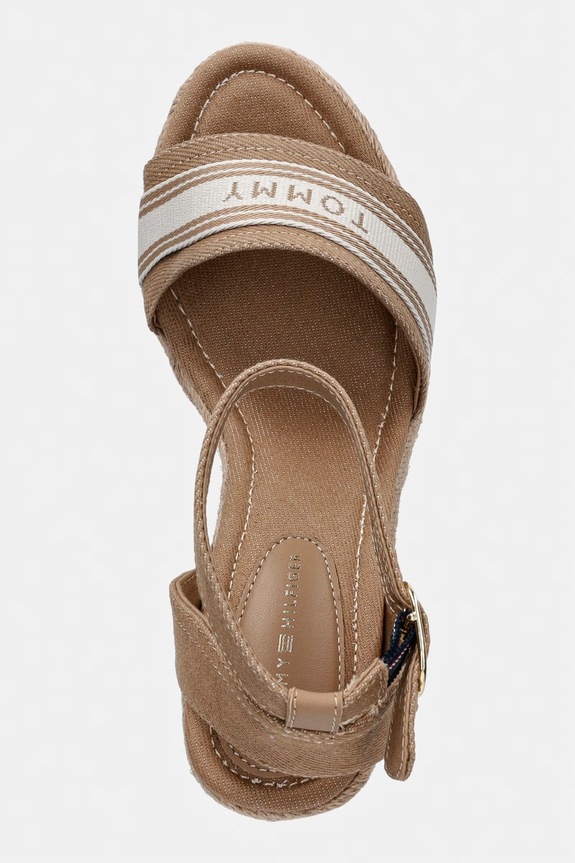 Tommy Hilfiger σανδάλια σε σφήνα HIGH WEDGE ESPAD WEBBING μπεζ FW0FW09342