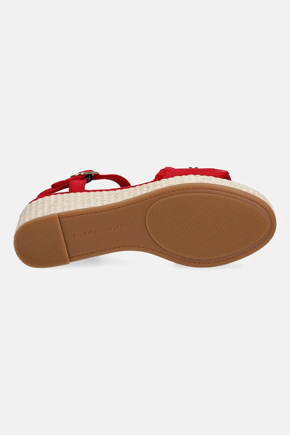 Tommy Hilfiger sandále na platforme po celej dĺžke MID WOVEN WEDGE ESPAD FRINGE FW0FW09470 červená