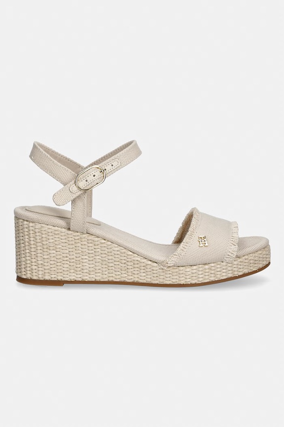 Tommy Hilfiger sandale wedges MID WOVEN WEDGE ESPAD FRINGE FW0FW09470 bej SS26