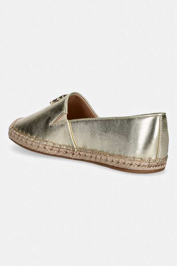 Obuwie Tommy Hilfiger espadryle damskie skórzane TH LOGO GOLD ESPADRILLE FW0FW09473 złoty