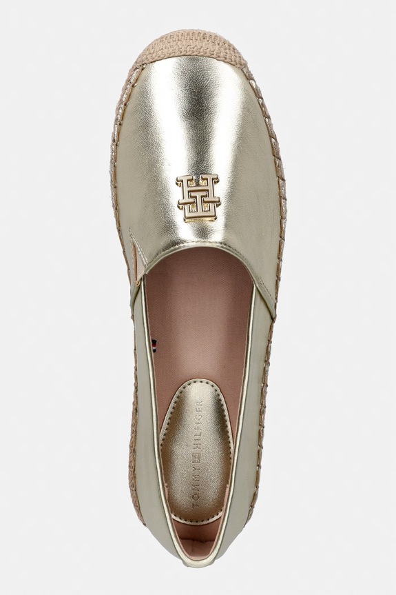 Tommy Hilfiger espadryle damskie skórzane TH LOGO GOLD ESPADRILLE złoty FW0FW09473