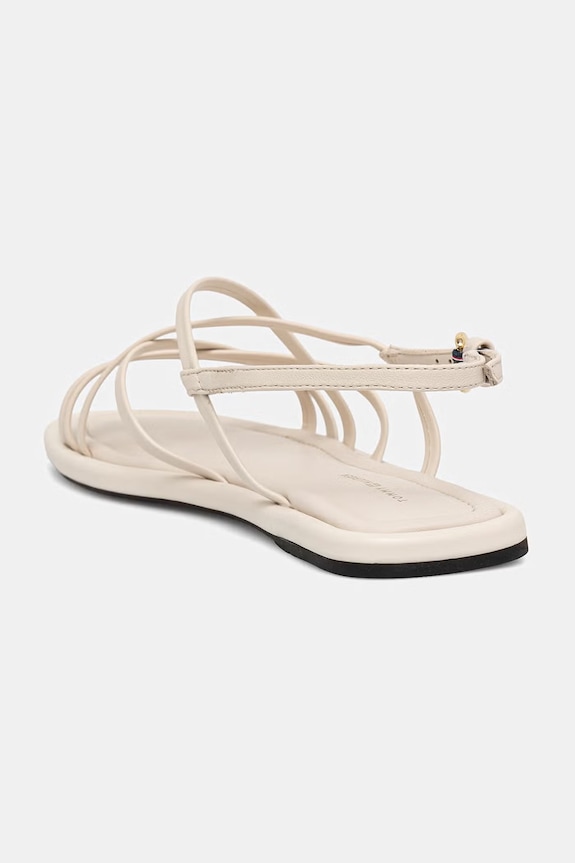 Obuwie Tommy Hilfiger sandały damskie skórzane FLAT STRAPPY SANDAL LTH FW0FW09220 beżowy