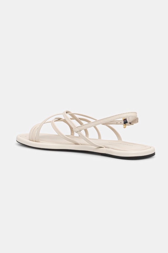 Παπούτσια Tommy Hilfiger σανδάλια Γυναικεία δερμάτινα FLAT STRAPPY SANDAL LTH FW0FW09220 μπεζ