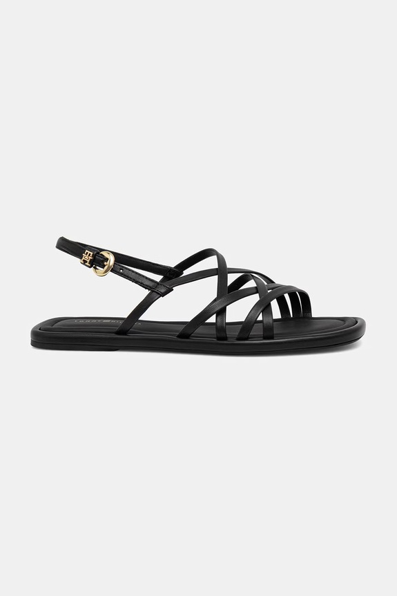 Tommy Hilfiger σανδάλια Γυναικεία δερμάτινα FLAT STRAPPY SANDAL LTH FW0FW09220 μαύρο SS26