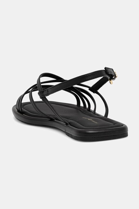 Obuwie Tommy Hilfiger sandały damskie skórzane FLAT STRAPPY SANDAL LTH FW0FW09220 czarny