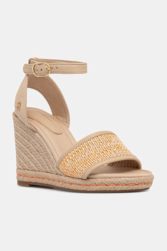Tommy Hilfiger sandale HIGH WEDGE ESPAD RAFFIA bej FW0FW09471