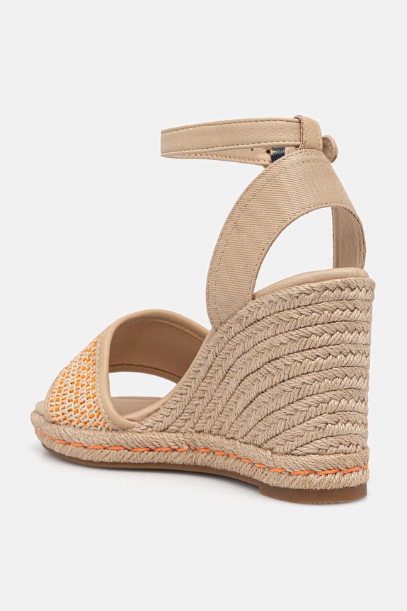 Încălțăminte Tommy Hilfiger sandale HIGH WEDGE ESPAD RAFFIA FW0FW09471 bej