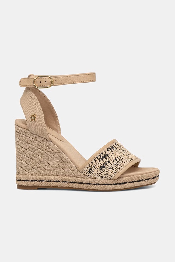 Tommy Hilfiger sandále HIGH WEDGE ESPAD RAFFIA FW0FW09471 béžová SS26