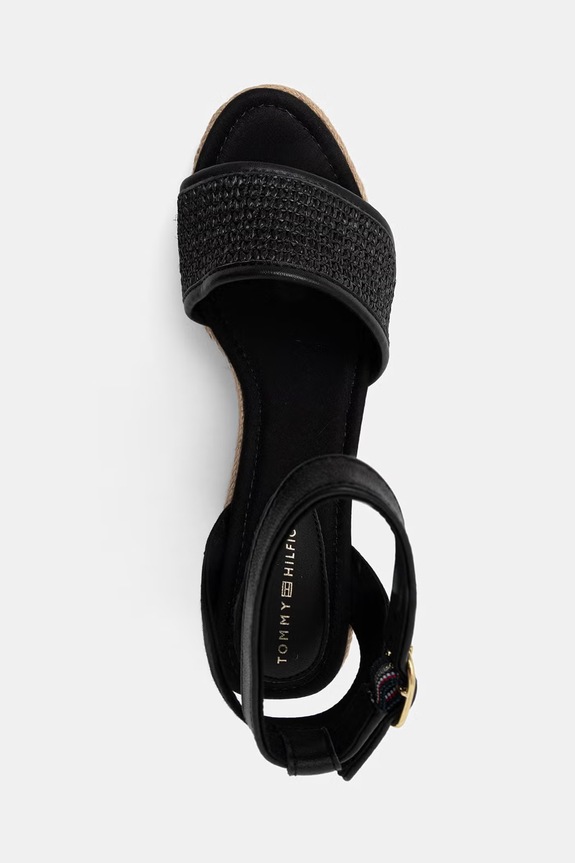 Tommy Hilfiger sandále HIGH WEDGE ESPAD RAFFIA čierna FW0FW09471