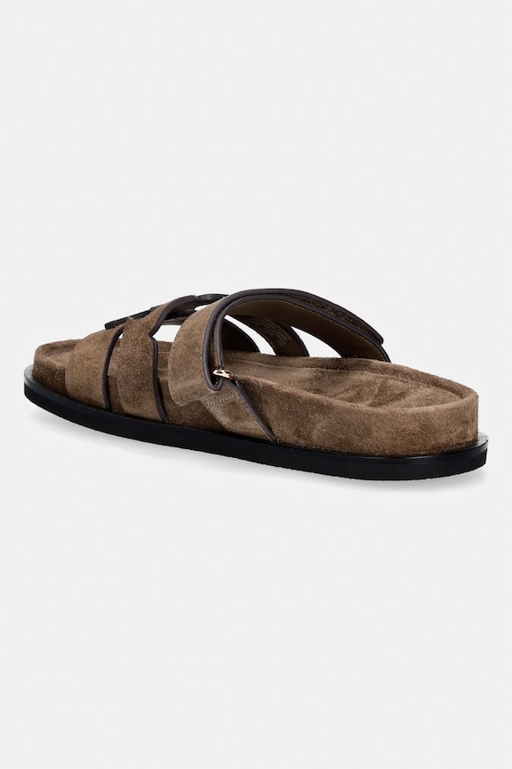 Obuwie Tory Burch klapki zamszowe Ines Sport Slide 163481.219 brązowy