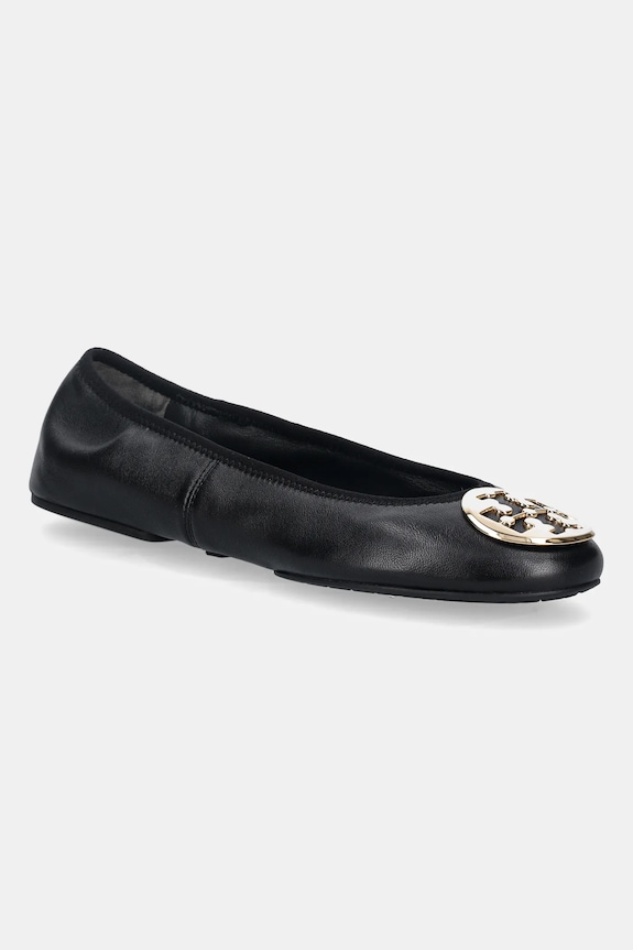 Tory Burch baleriny skórzane Reva Travel Ballet tekstylny czarny 177201.013
