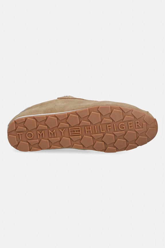 Tommy Hilfiger TH BELLA LOW RUNNER SUEDE sneakers da donna in scamoscio FW0FW09189 beige