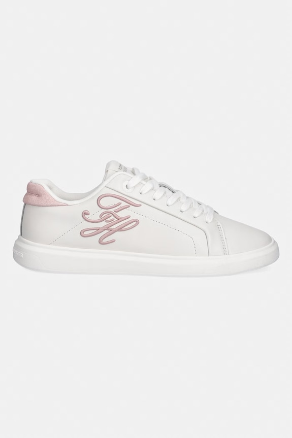 Tommy Hilfiger TH ICON COURT SCRIPT sneakersy damskie skórzane FW0FW09363 biały SS26