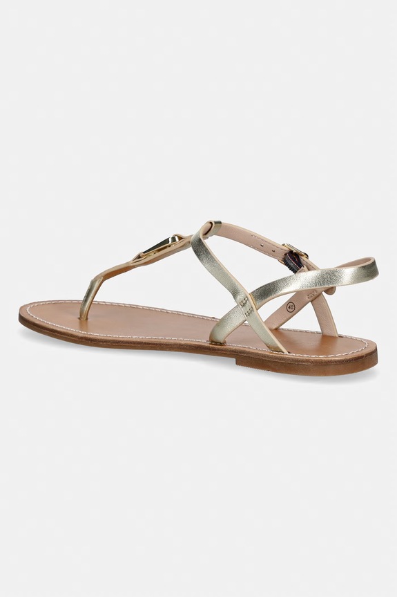 Cipők Tommy Hilfiger szandál lapos sarkú női bőr LEATHER THONG SANDAL GOLD FW0FW09331 arany