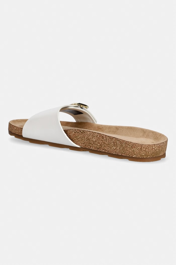 Cipők Tommy Hilfiger papucs női bőr TH CLASSIC CORK SANDAL PEARL LTH FW0FW09344 fehér