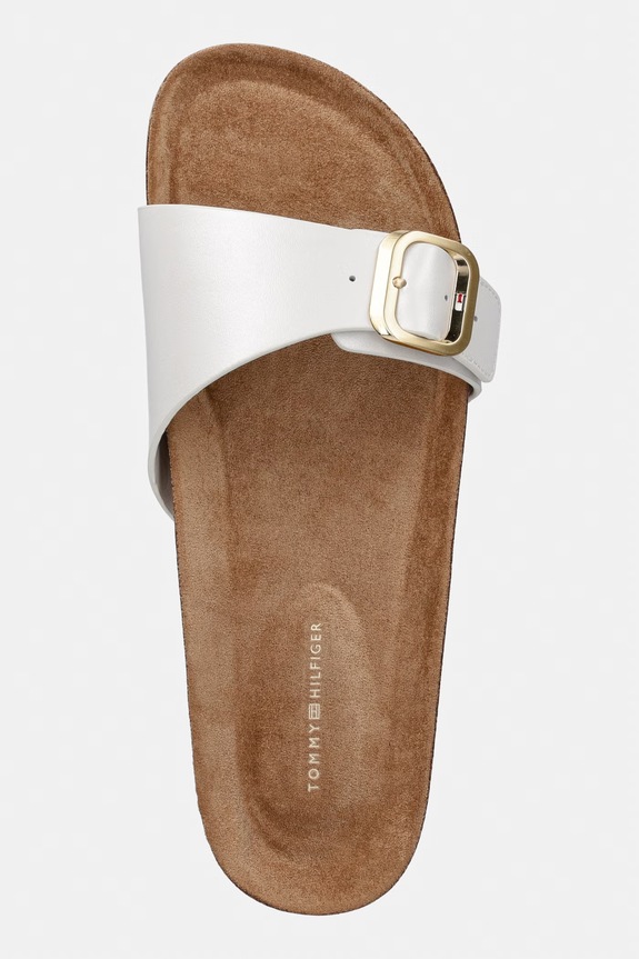 Tommy Hilfiger papucs női bőr TH CLASSIC CORK SANDAL PEARL LTH fehér FW0FW09344