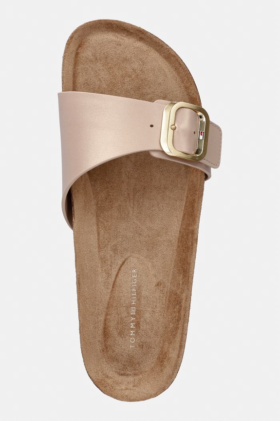 Tommy Hilfiger papucs női bőr TH CLASSIC CORK SANDAL PEARL LTH bézs FW0FW09344