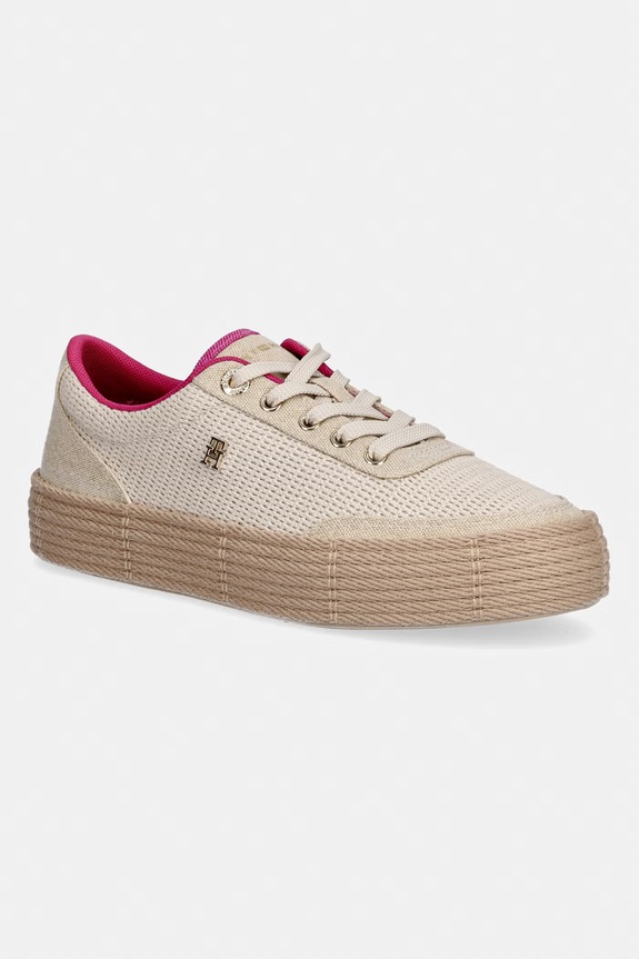 Tommy Hilfiger TH FOXING PLATFORM ROPE tenisówki damskie beżowy FW0FW09173