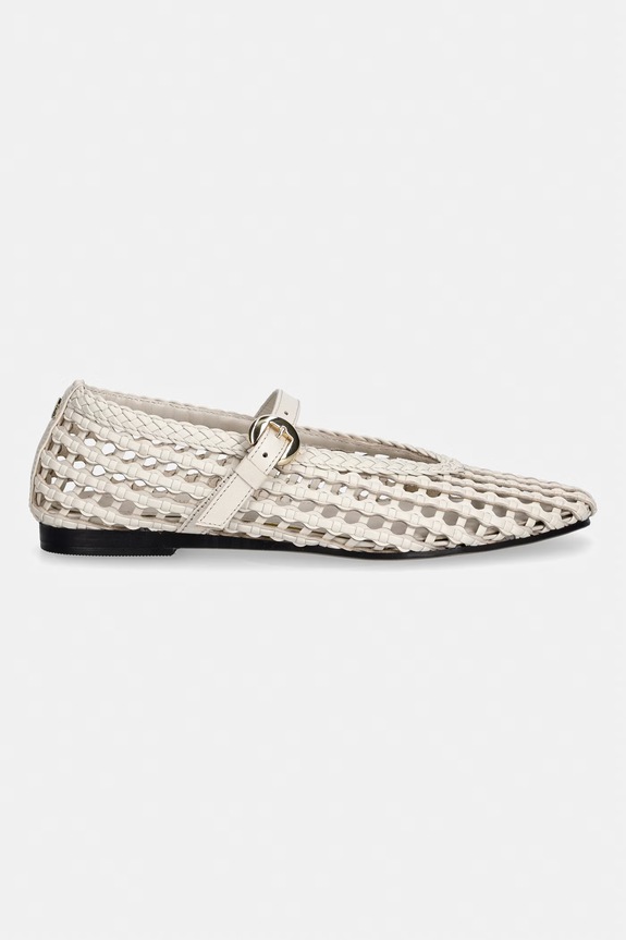 Tommy Hilfiger baleriny WOVEN LEATHER MIX BALLERINA FW0FW09244 beżowy SS26