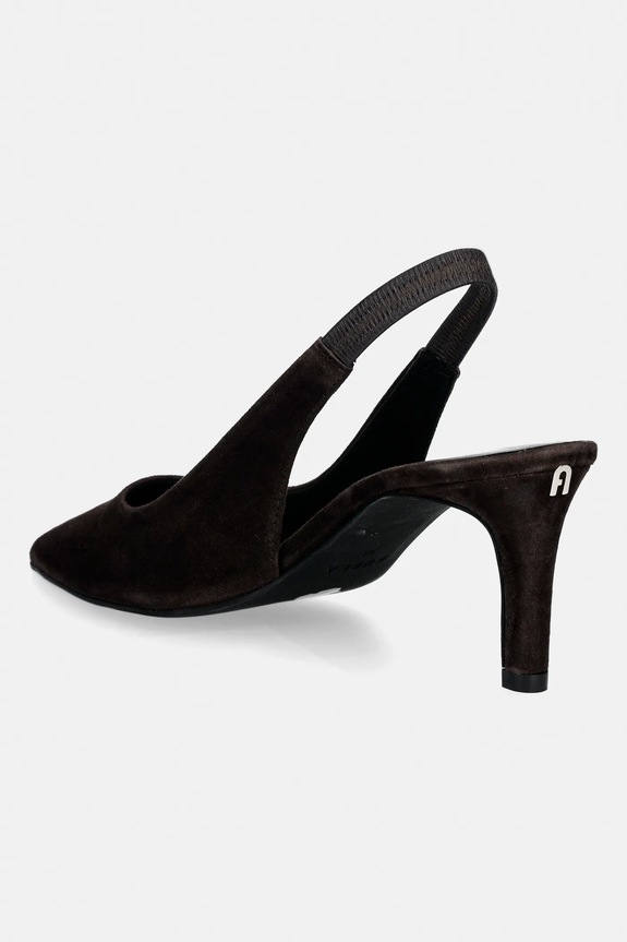 Încălțăminte Furla tocuri din piele întoarsă Essential Slingback YK44FSN.C10000.3388S maro