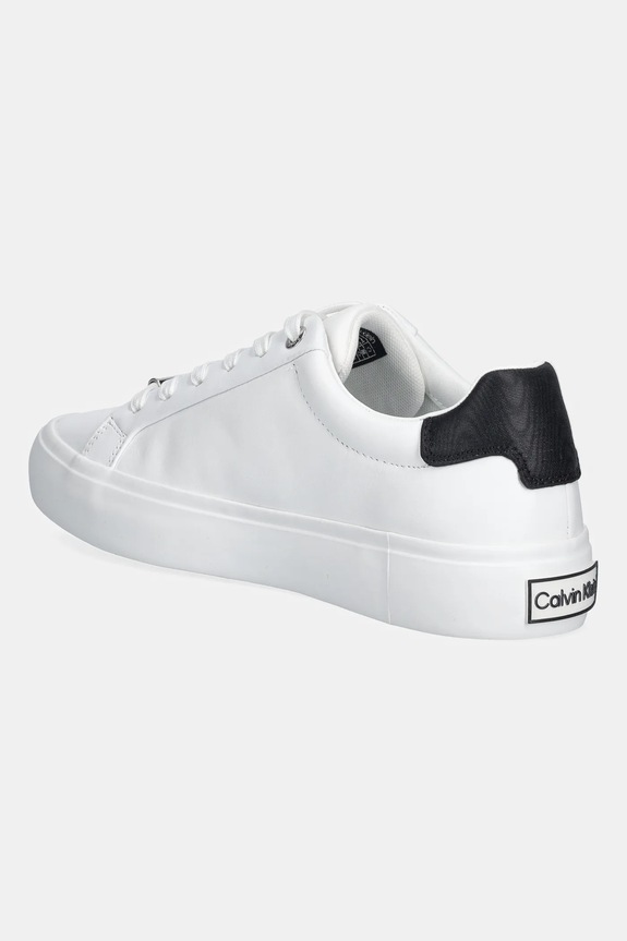 Scarpe Calvin Klein sneakers in pelle VULC LACE UP LTH/MOIRE BT HW0HW02747 bianco