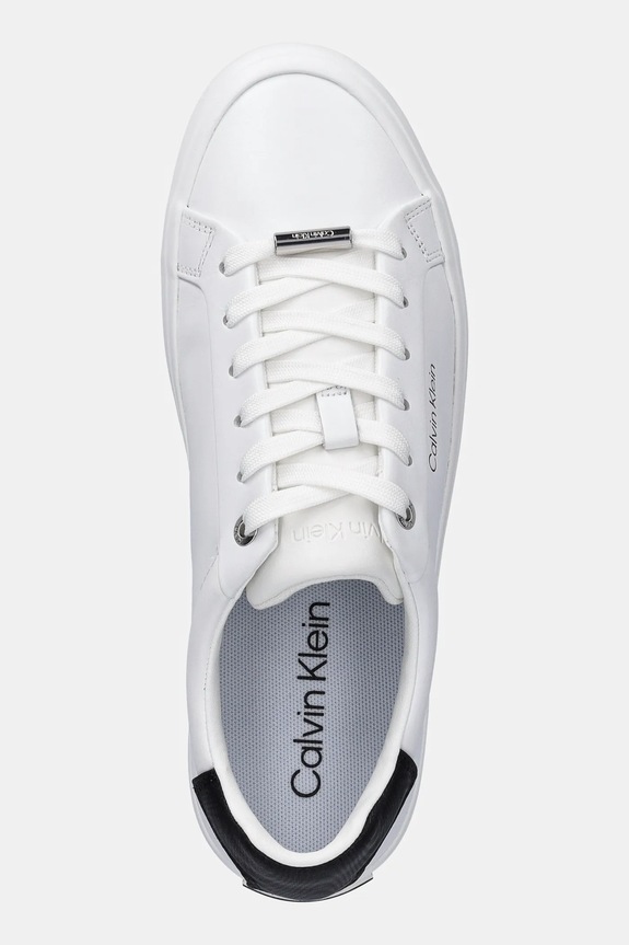 Calvin Klein sneakers in pelle VULC LACE UP LTH/MOIRE BT bianco HW0HW02747