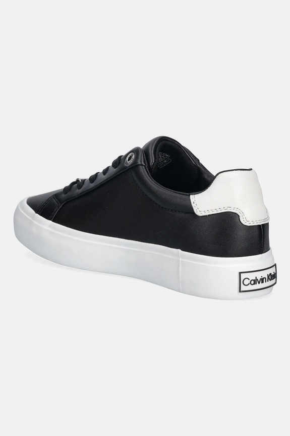 Scarpe Calvin Klein sneakers in pelle VULC LACE UP LTH/MOIRE BT HW0HW02747 nero