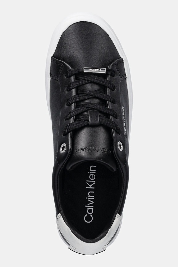 Calvin Klein sneakers in pelle VULC LACE UP LTH/MOIRE BT nero HW0HW02747