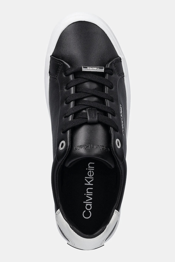 Calvin Klein sneakers in pelle VULC LACE UP LTH/MOIRE BT nero HW0HW02747