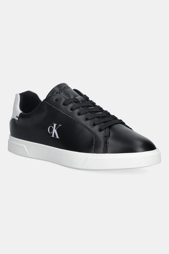 Tenisky Calvin Klein LOW PRO CUP LACEUP LTH MOIRE přírodní kůže černá HW0HW02845