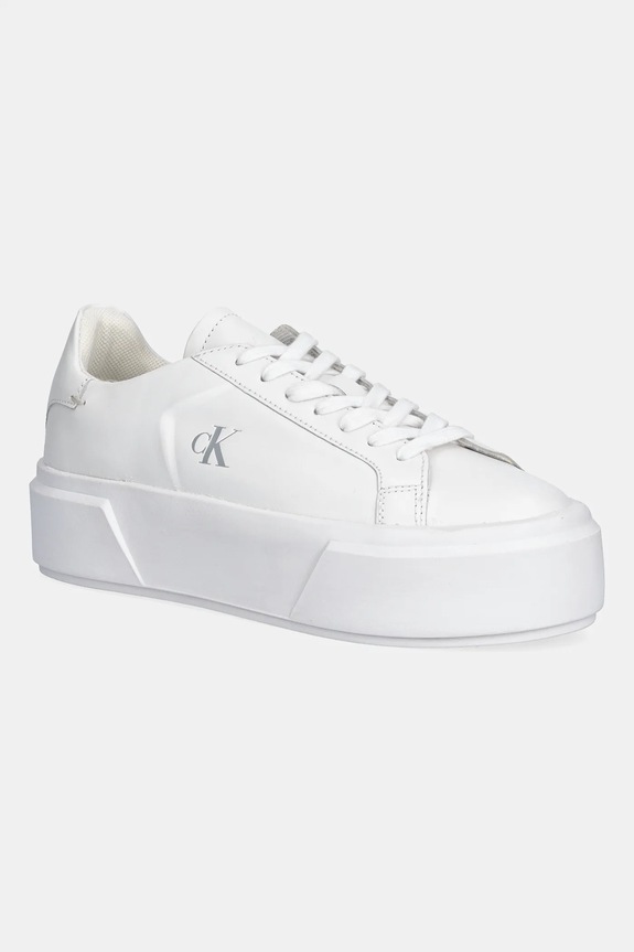 Δερμάτινα sneakers Calvin Klein FLATFORM LACE UP LTH MG άλλο λευκό YW0YW01928