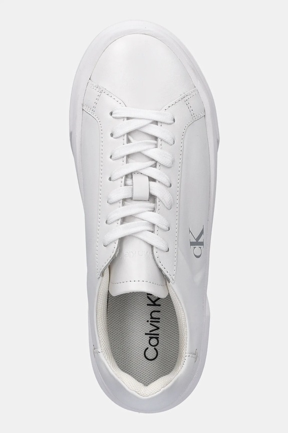 Δερμάτινα sneakers Calvin Klein FLATFORM LACE UP LTH MG λευκό YW0YW01928