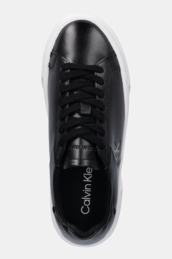 Δερμάτινα sneakers Calvin Klein FLATFORM LACE UP LTH MG μαύρο YW0YW01928