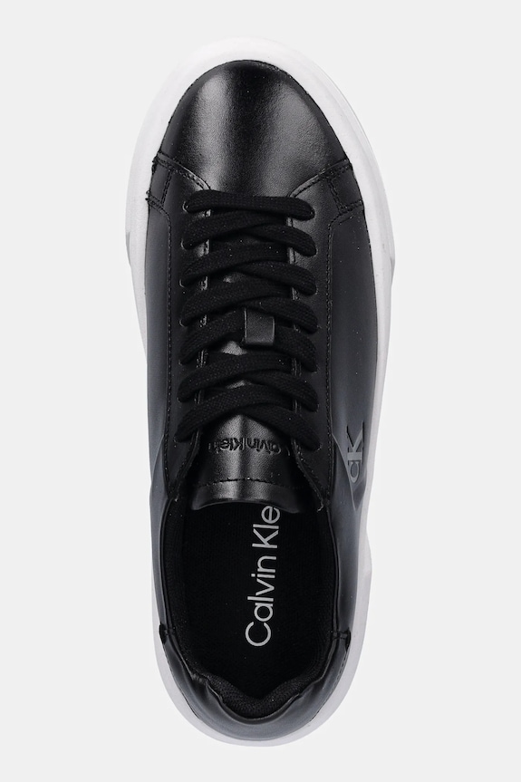 Δερμάτινα sneakers Calvin Klein FLATFORM LACE UP LTH MG μαύρο YW0YW01928