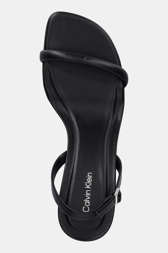 Calvin Klein sandały skórzane SCULPT KITT HEEL STRAPPY LTH czarny HW0HW02800