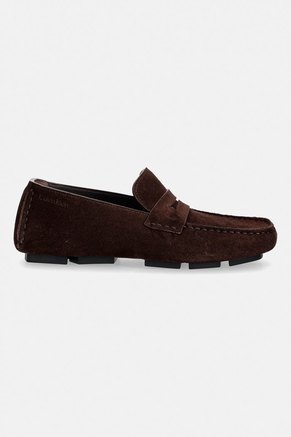 Semišové mokasíny Calvin Klein SQUARE DRIVER SUEDE HW0HW02844 hnedá SS26