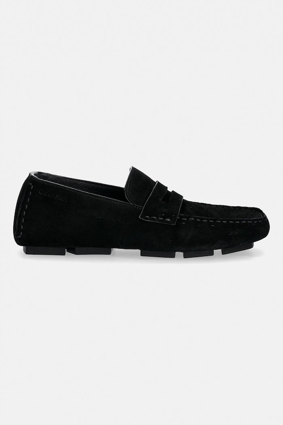 Calvin Klein mocasini din piele întoarsă SQUARE DRIVER SUEDE HW0HW02844 negru SS26