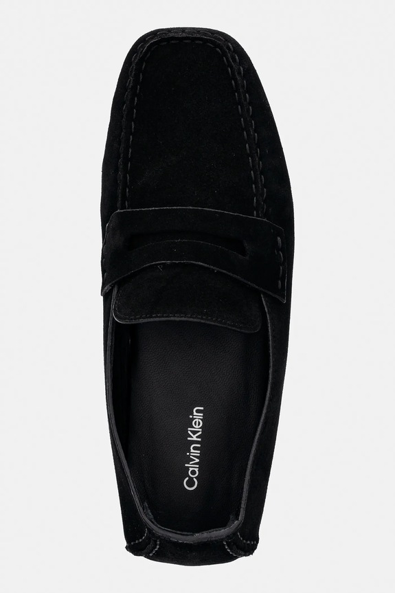 Calvin Klein mocasini din piele întoarsă SQUARE DRIVER SUEDE negru HW0HW02844