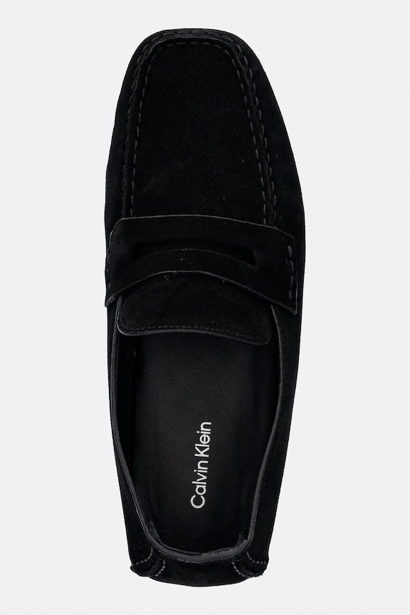 Calvin Klein mocasini din piele întoarsă SQUARE DRIVER SUEDE negru HW0HW02844