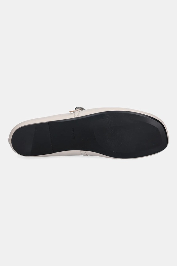Δερμάτινες μπαλαρίνες Calvin Klein OBLIQUE BALLERINA MJ LTH HDW HW0HW02847 μπεζ