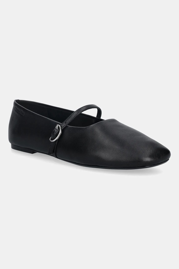 Δερμάτινες μπαλαρίνες Calvin Klein OBLIQUE BALLERINA MJ LTH HDW μαύρο HW0HW02847