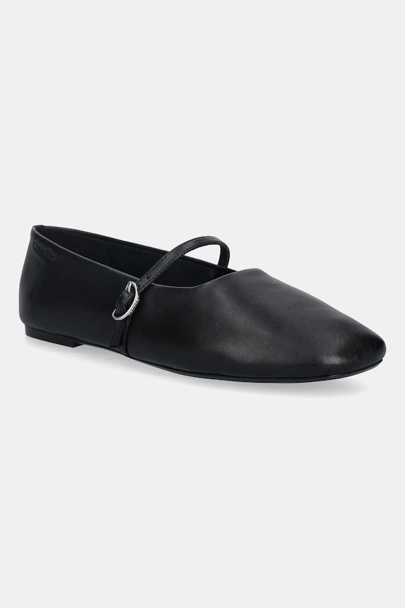Δερμάτινες μπαλαρίνες Calvin Klein OBLIQUE BALLERINA MJ LTH HDW μαύρο HW0HW02847