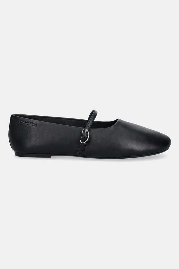 Δερμάτινες μπαλαρίνες Calvin Klein OBLIQUE BALLERINA MJ LTH HDW HW0HW02847 μαύρο SS26