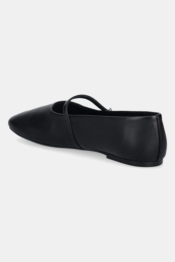 Παπούτσια Δερμάτινες μπαλαρίνες Calvin Klein OBLIQUE BALLERINA MJ LTH HDW HW0HW02847 μαύρο
