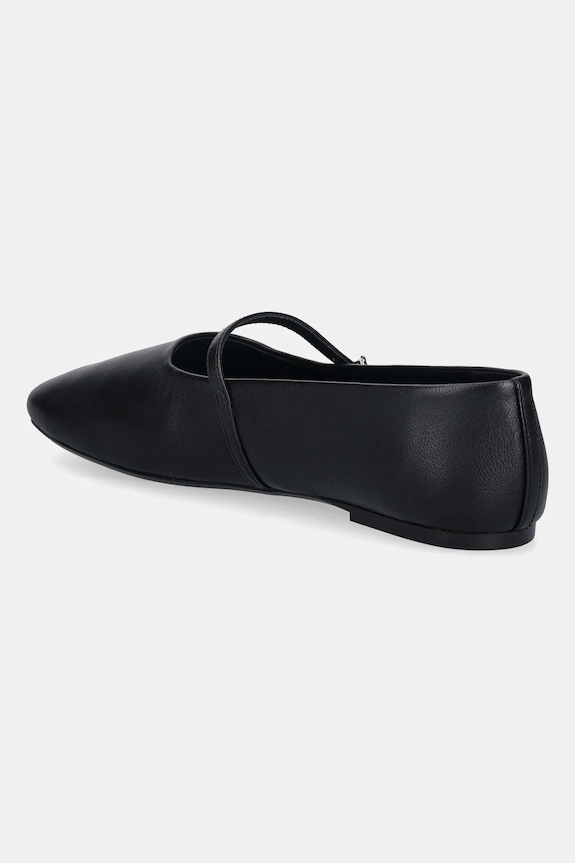 Παπούτσια Δερμάτινες μπαλαρίνες Calvin Klein OBLIQUE BALLERINA MJ LTH HDW HW0HW02847 μαύρο