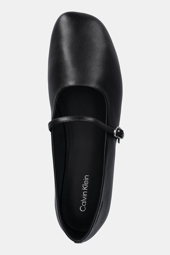 Δερμάτινες μπαλαρίνες Calvin Klein OBLIQUE BALLERINA MJ LTH HDW μαύρο HW0HW02847