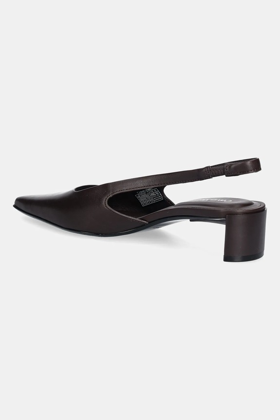 Obuwie Calvin Klein czółenka skórzane SET BACK HEEL PUMP SLINGBACK LTH HW0HW02848 brązowy